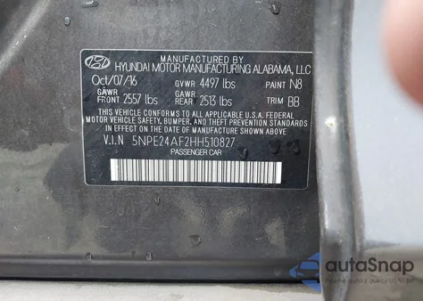 2017 Hyundai Sonata from USA, damaged, VIN 5NPE24AF2HH510827